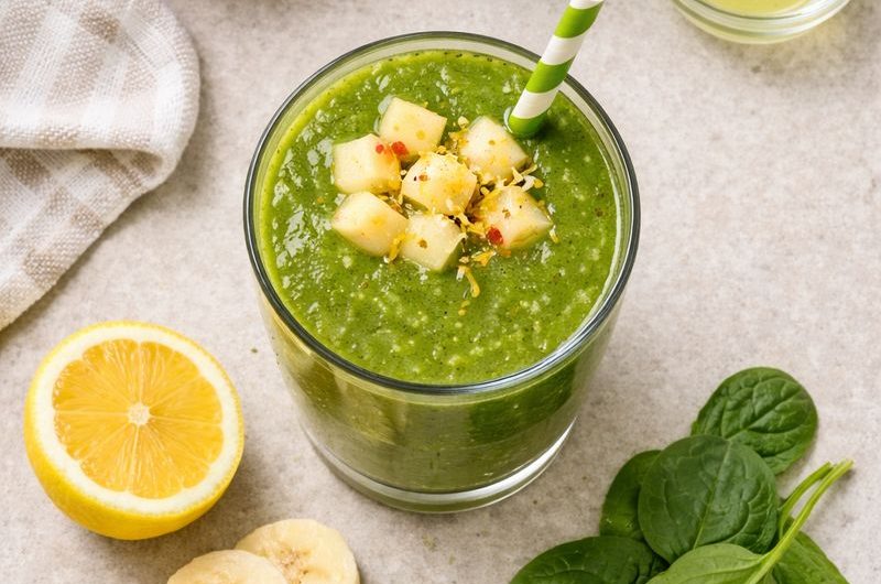 Grön Smoothie med Banan, Äpple och Spenat