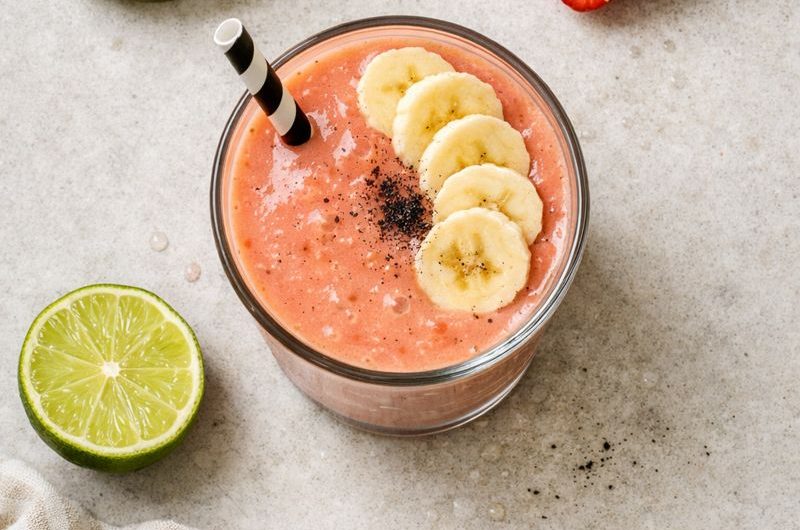 God Smoothie med Banan, Mango och Jordgubbar