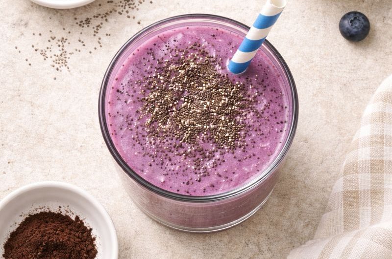 God Smoothie med Chia, Blåbär och Mandelmjölk