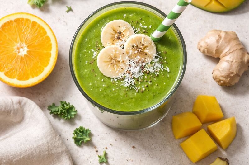 Grön Smoothie med Grönkål, Mango och Banan
