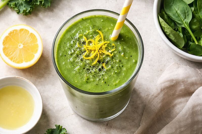 Grön Smoothie med Grönkål, Spenat och Avokado