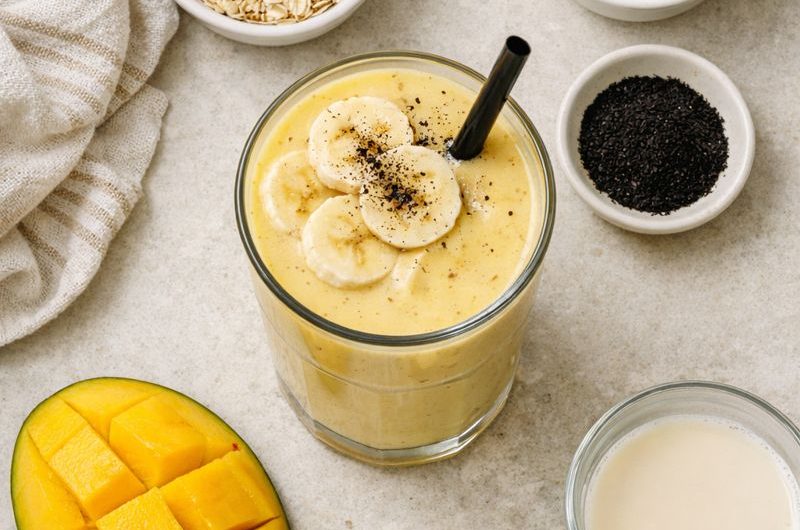God Smoothie med Havregryn, Mango och Mandelmjölk
