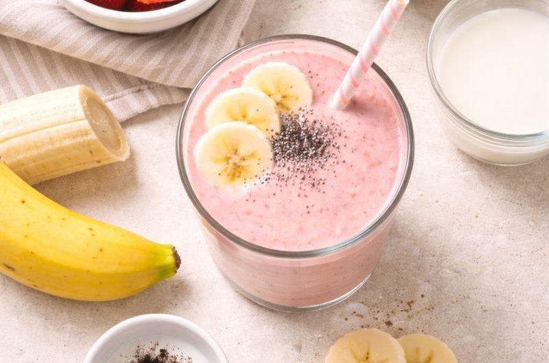 God Smoothie med Jordgubbar, Yoghurt och Banan