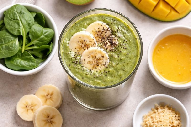 Grön Smoothie med Kiwi, Spenat och Mango