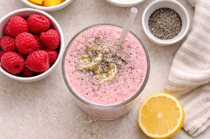 God Smoothie med Mango, Hallon, Chia och Yoghurt