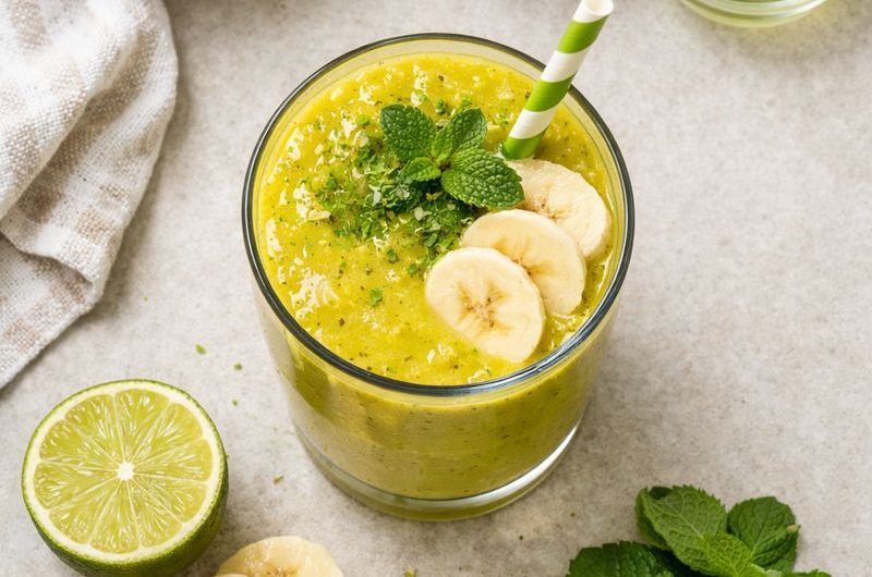 Kalorisnål Smoothie med Mynta, Mango och Banan