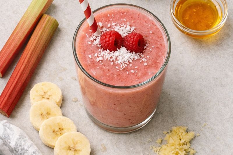 God Smoothie med Rabarber, Hallon och Banan