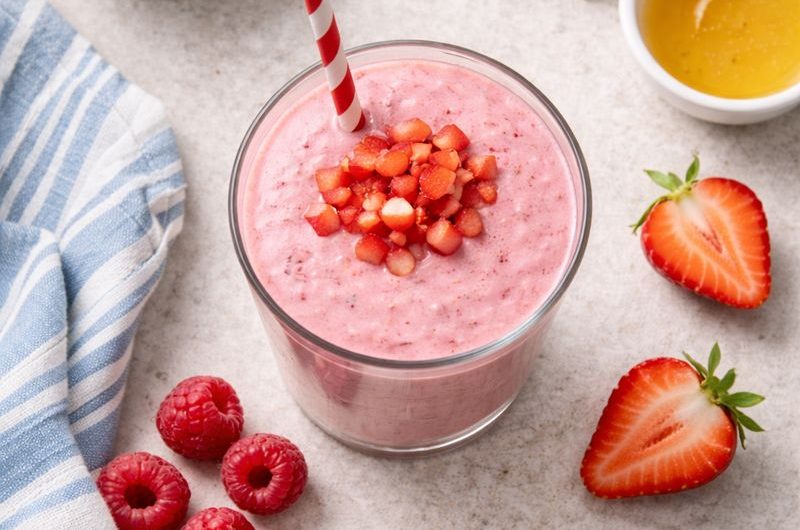 Antioxidativ Smoothie med Rabarber, Hallon och Jordgubbar