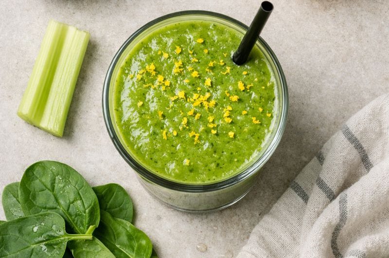 Grön Smoothie med Selleri, Avokado och Spenat