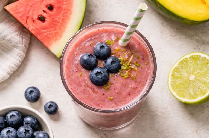 Detox-Smoothie med Vattenmelon, Blåbär och Mango
