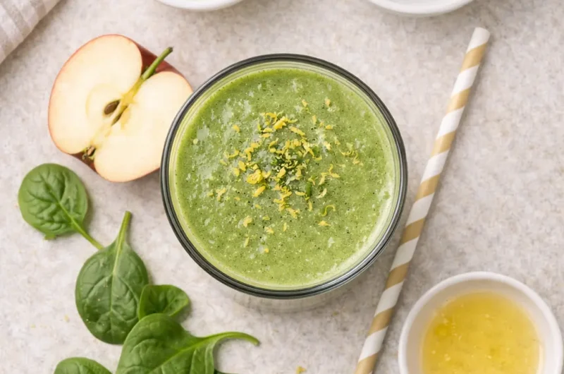 Grön Smoothie med Äggvita, Spenat och Äpple