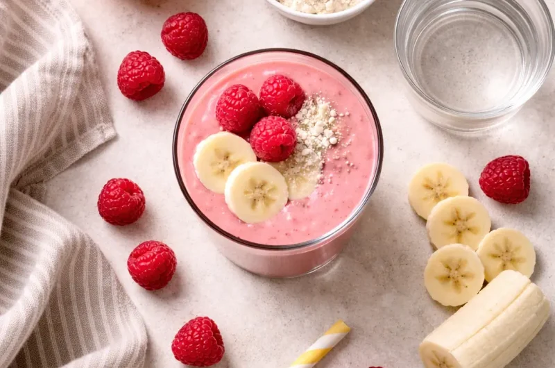 Kalorisnål Smoothie med Apelsin, Hallon och Proteinpulver