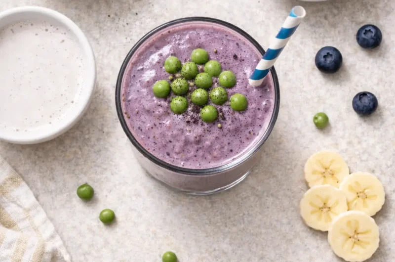Kalorisnål Smoothie med Ärtor, Blåbär och Mandelmjölk
