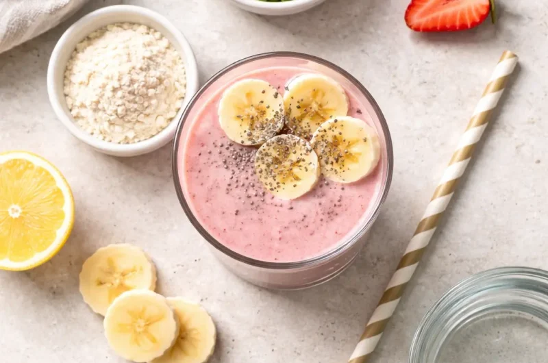 God Smoothie med Ärtor, Jordgubbar och Proteinpulver