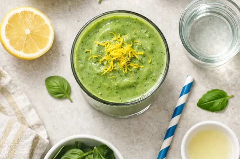 Nyttig Smoothie med Basilika, Avokado och Spenat