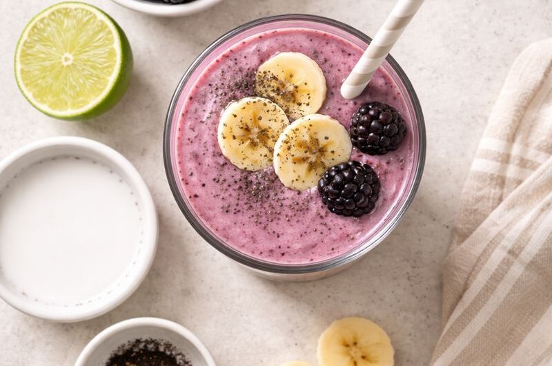 Kaloririk Smoothie med Björnbär, Kokosmjölk och Banan