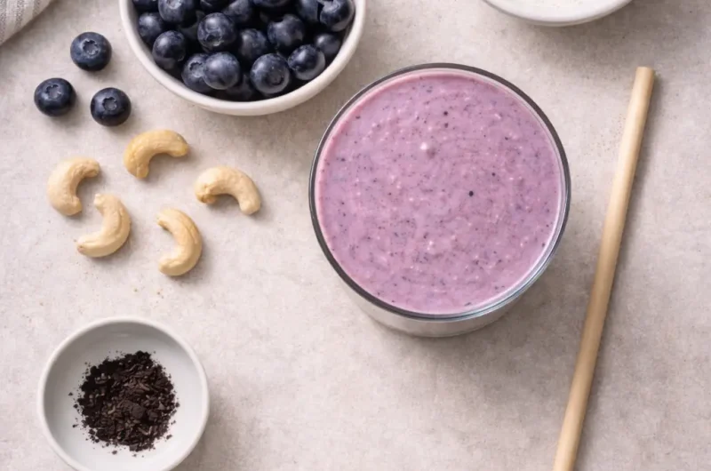 Enkel Smoothie med Cashew, Blåbär och Mandelmjölk
