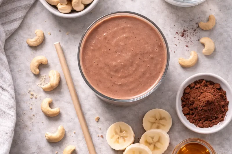 Mättande Smoothie med Cashew, Kakao och Banan