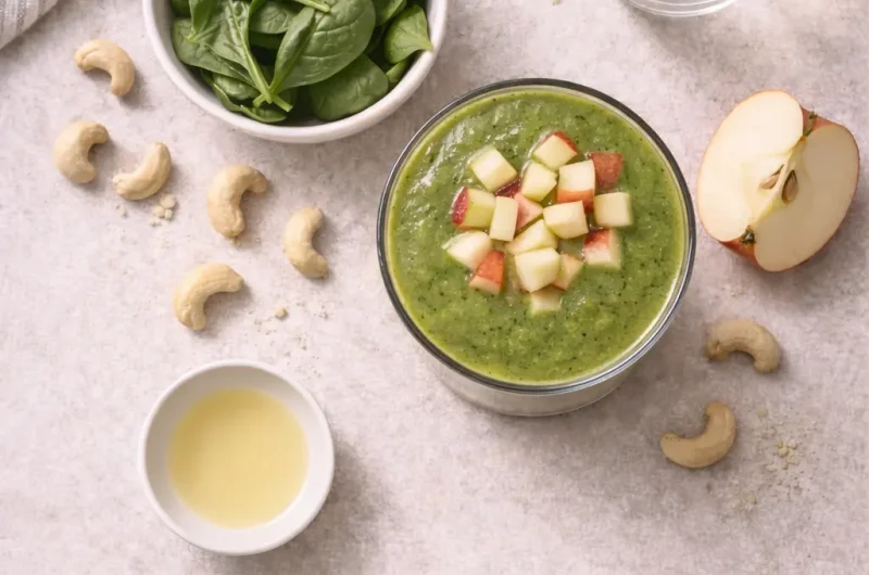 Nyttig Smoothie med Cashew, Spenat och Äpple
