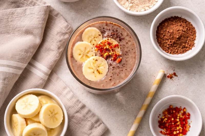 Antioxidativ Smoothie med Chili, Kakao och Proteinpulver