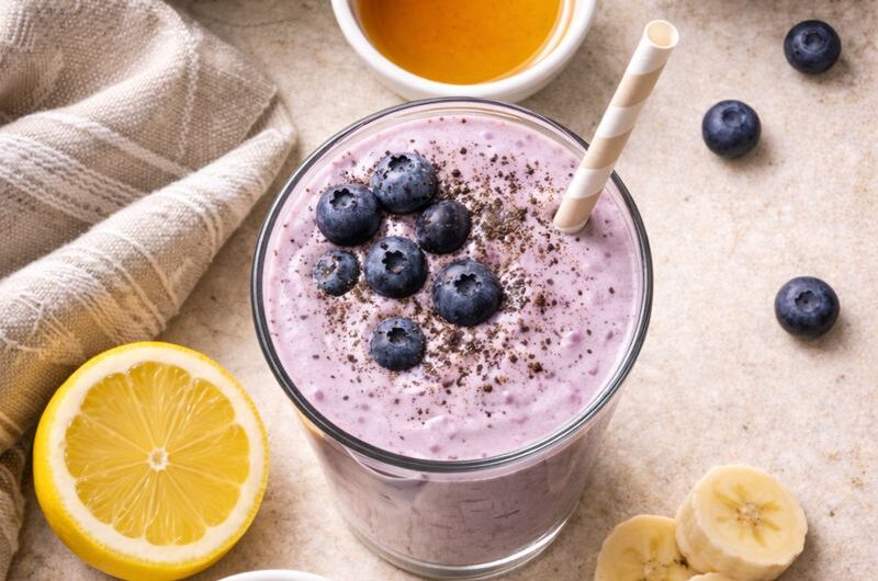 Kalorisnål Smoothie med Citron, Blåbär och Yoghurt