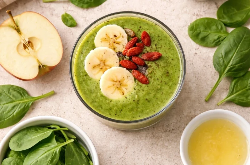 Grön Smoothie med Gojibär, Spenat och Äpple