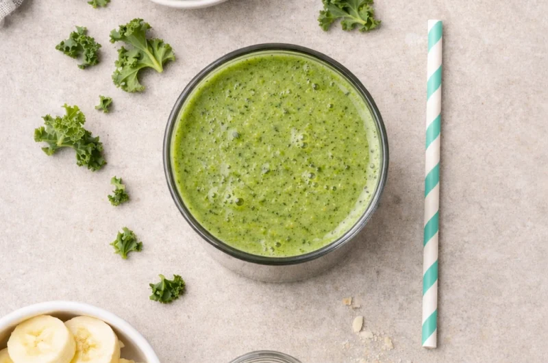 Nyttig Smoothie med Grönkål, Banan och Proteinpulver