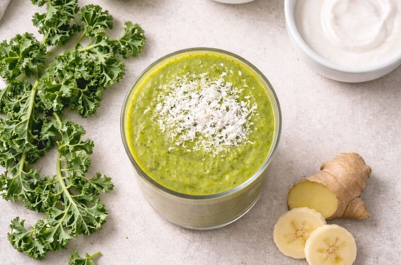 Kaloririk Smoothie med Grönkål, Mango och Kokosmjölk