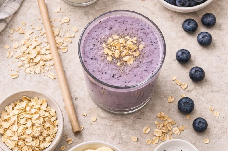 God Smoothie med Havregryn, Blåbär och Mandelmjölk