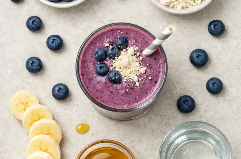 Kalorisnål Smoothie med Honung, Blåbär och Proteinpulver