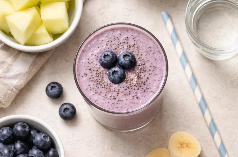 Kalorisnål Smoothie med Honungsmelon, Blåbär och Proteinpulver