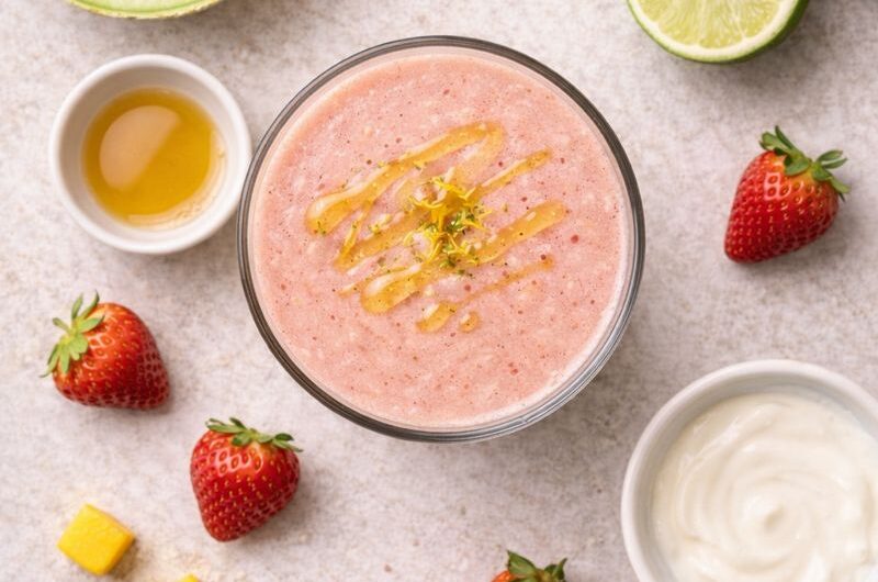 God Smoothie med Honungsmelon, Jordgubbar och Lime