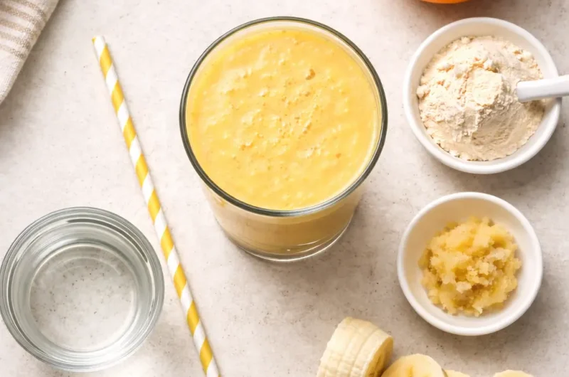 Vegansk Smoothie med Ingefära, Apelsin och Proteinpulver