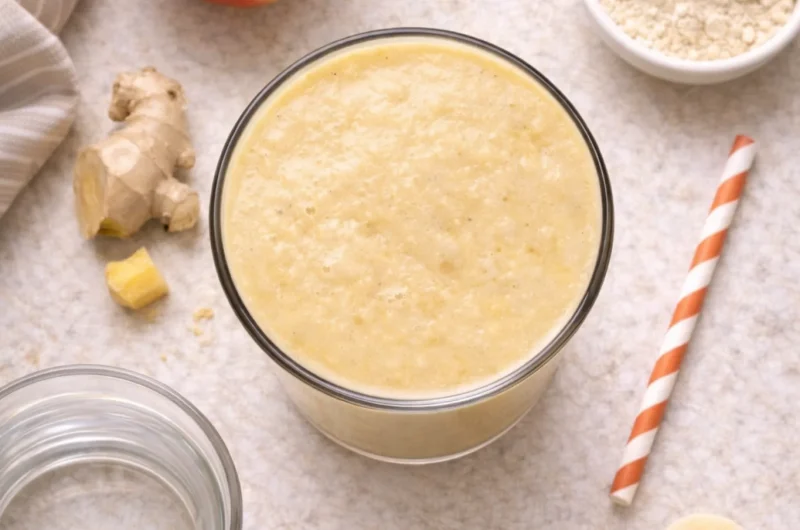 Vegansk Smoothie med Ingefära, Äpple och Proteinpulver