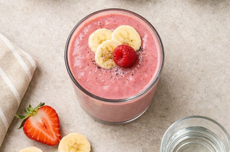 Antioxidativ Smoothie med Jordgubbar, Hallon och Proteinpulver