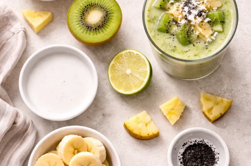 Tropisk Smoothie med Kiwi, Ananas och Kokosmjölk
