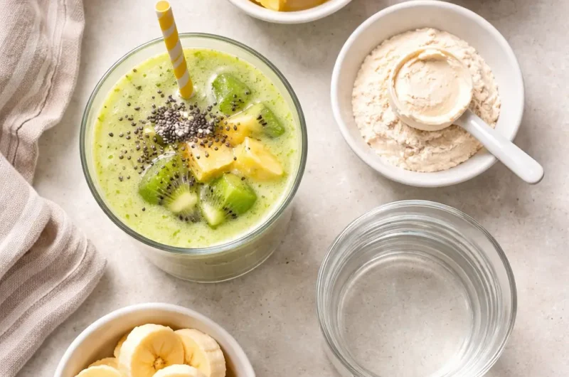 God Smoothie med Kiwi, Ananas och Proteinpulver