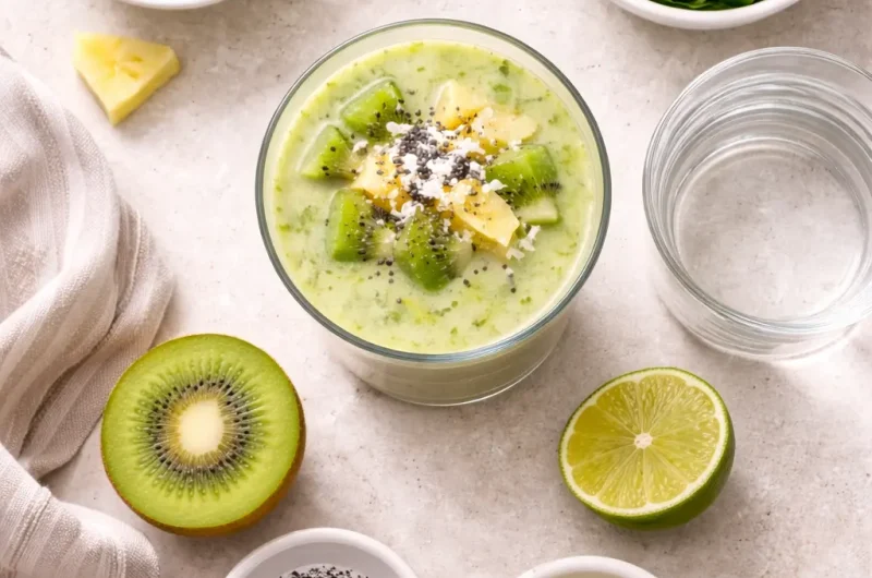Nyttig Smoothie med Kiwi, Ananas och Spenat