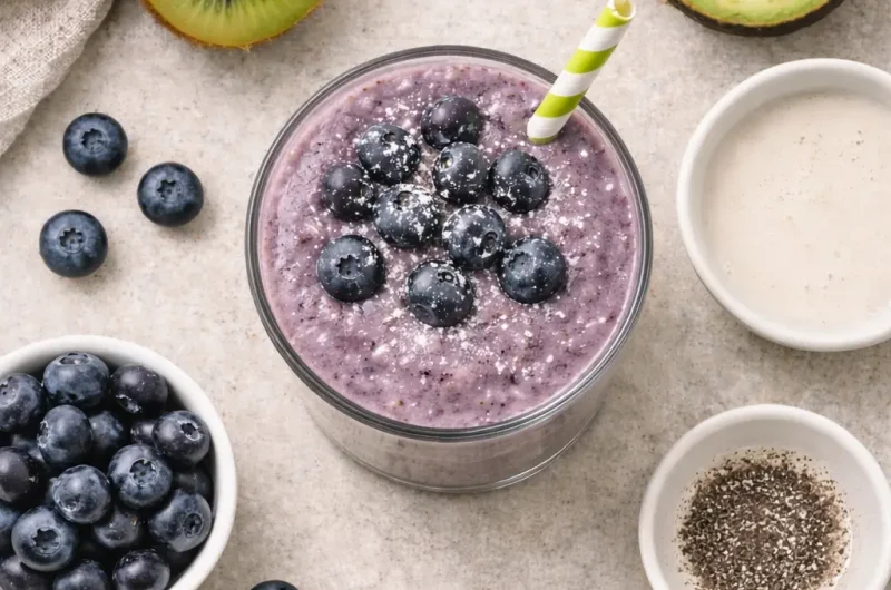 God Smoothie med Kiwi, Avokado och Blåbär