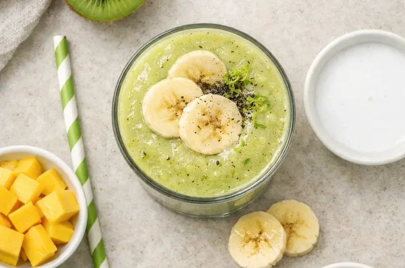 Tropisk Smoothie med Kiwi, Mango och Kokosmjölk