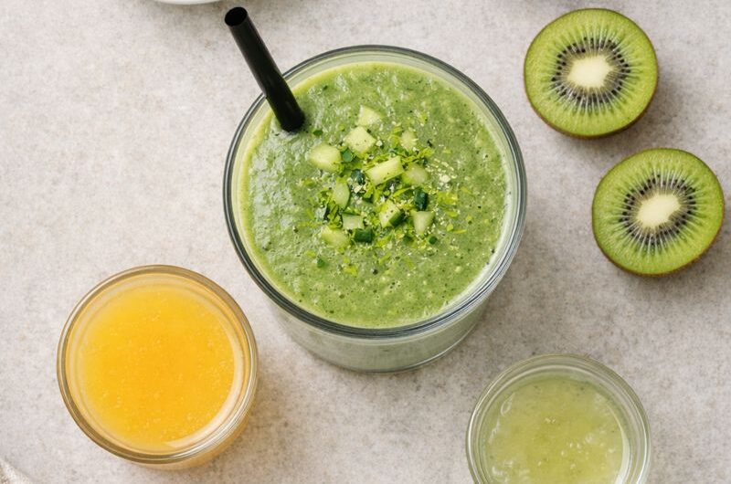 Grön Smoothie med Kiwi, Spenat och Avokado