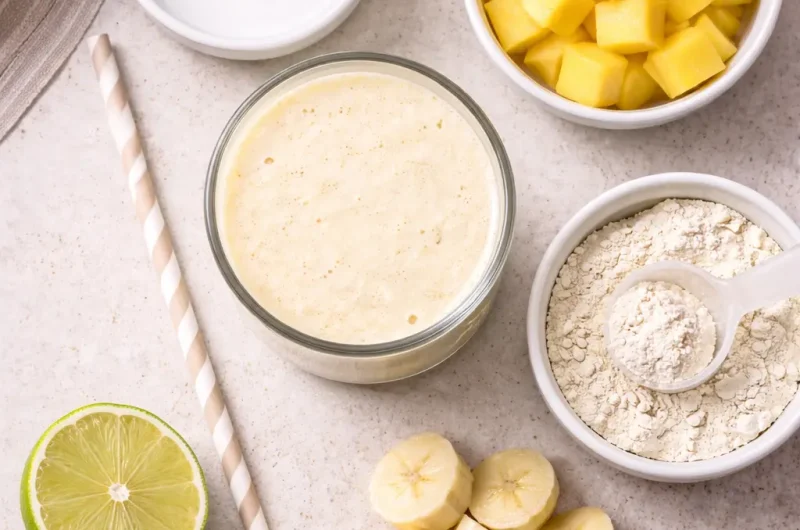 Kaloririk Smoothie med Kokosmjölk, Ananas och Proteinpulver