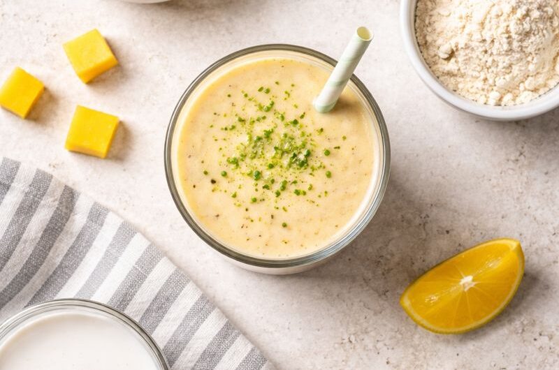 Kaloririk Smoothie med Kokosmjölk, Mango och Proteinpulver