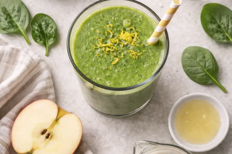 Grön Smoothie med Kokosolja, Spenat och Äpple