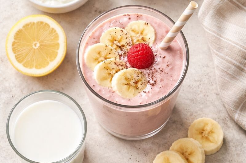 God Smoothie med Kvarg, Hallon och Banan