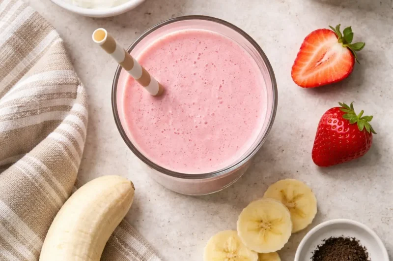 God Smoothie med Kvarg, Jordgubbar och Banan