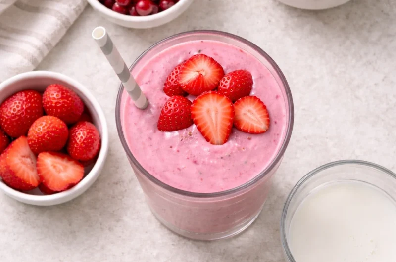 Antioxidativ Smoothie med Lingon, Jordgubbar och Kvarg