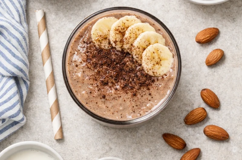 God Smoothie med Mandelsmör, Banan och Kakao