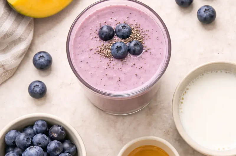God Smoothie med Mjölk, Mango och Blåbär