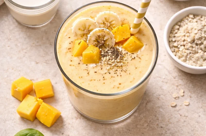 God Smoothie med Mjölk, Mango och Proteinpulver